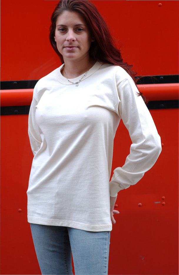 102  Adult Unisex Long Sleeve Organic Cotton Crew Neck (wholesale)